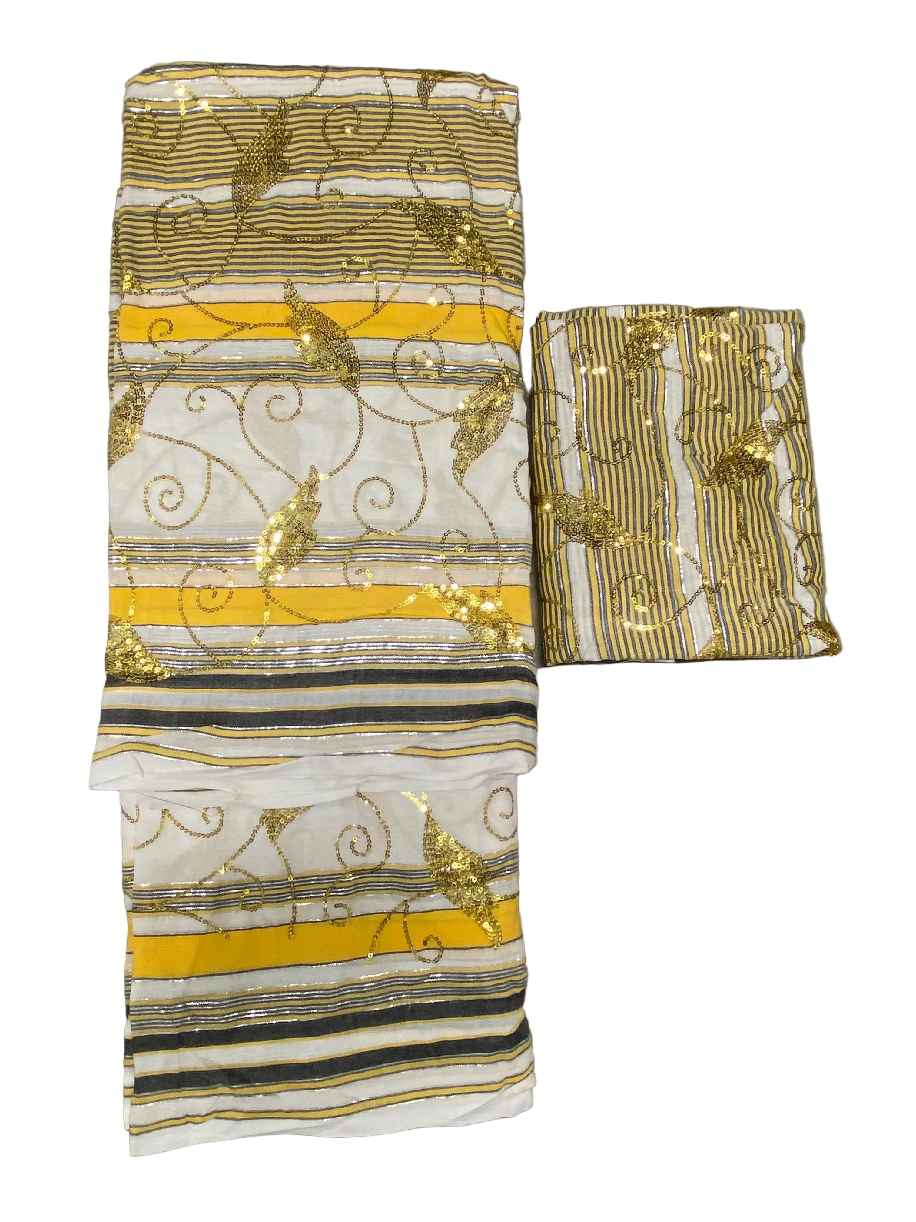 New sahare blanc et jaune avec zari