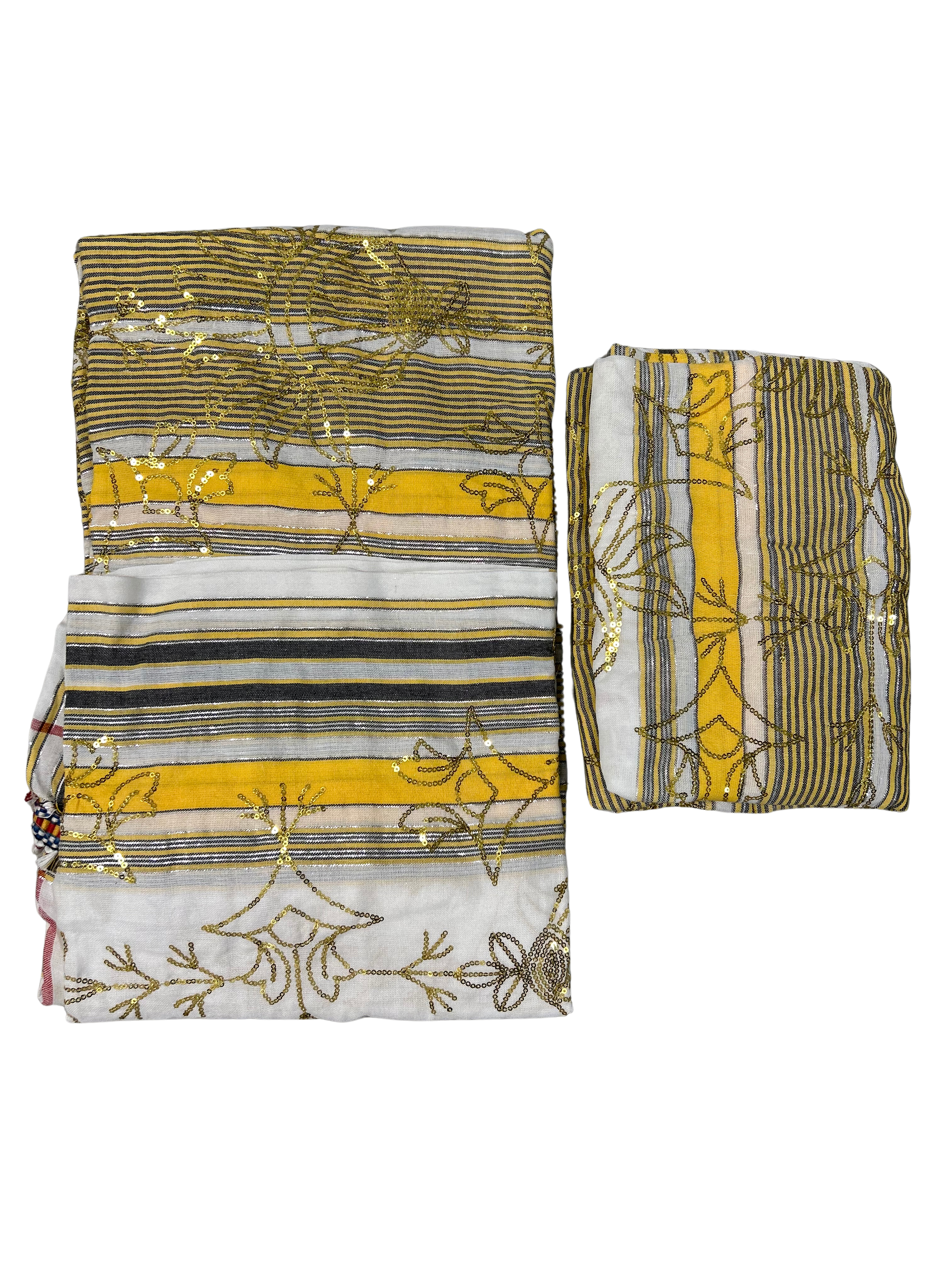 New sahare blanc et jaune avec zari